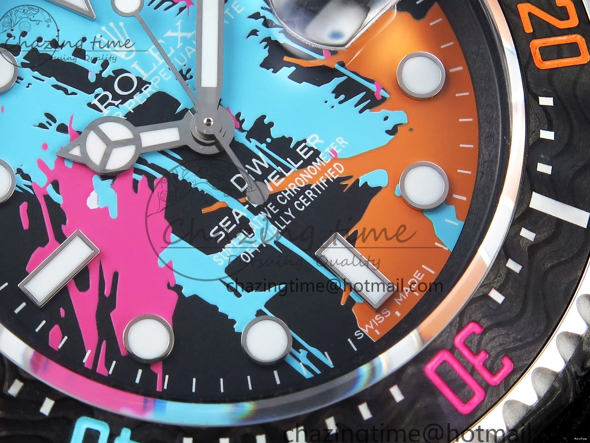 MiroTime 0311 QuickDry Sea Dweller 43mm Carbon DIWF Best Edition Graffiti Dial on Black Nylon Strap A 1669